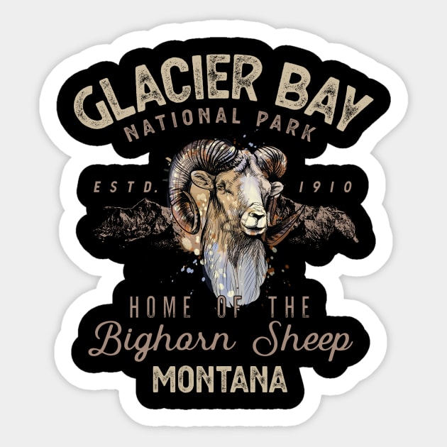 Glacier Bay National Park Bighorn Sheep Sticker by MarkusShirts
